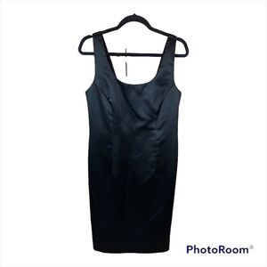 Vintage J.R. Nites Black Satin Cocktail Dress, size 8 - EUC